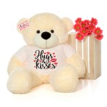 Huge 5 Feet Personalized Hugs And Kisses Customizable Teddy Bear - Choose From 7 Colors